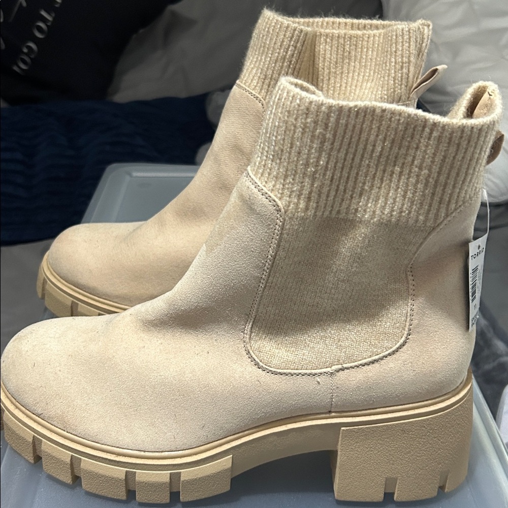 Beige Chunky Ankle Boots
